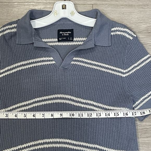 Abercrombie & Fitch Mens Knit Polo Shirt Small Striped Preppy Going Out Casual - Picture 4 of 5
